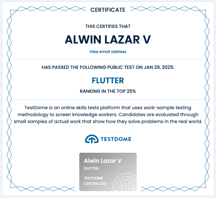 Flutter Public Test Certificate