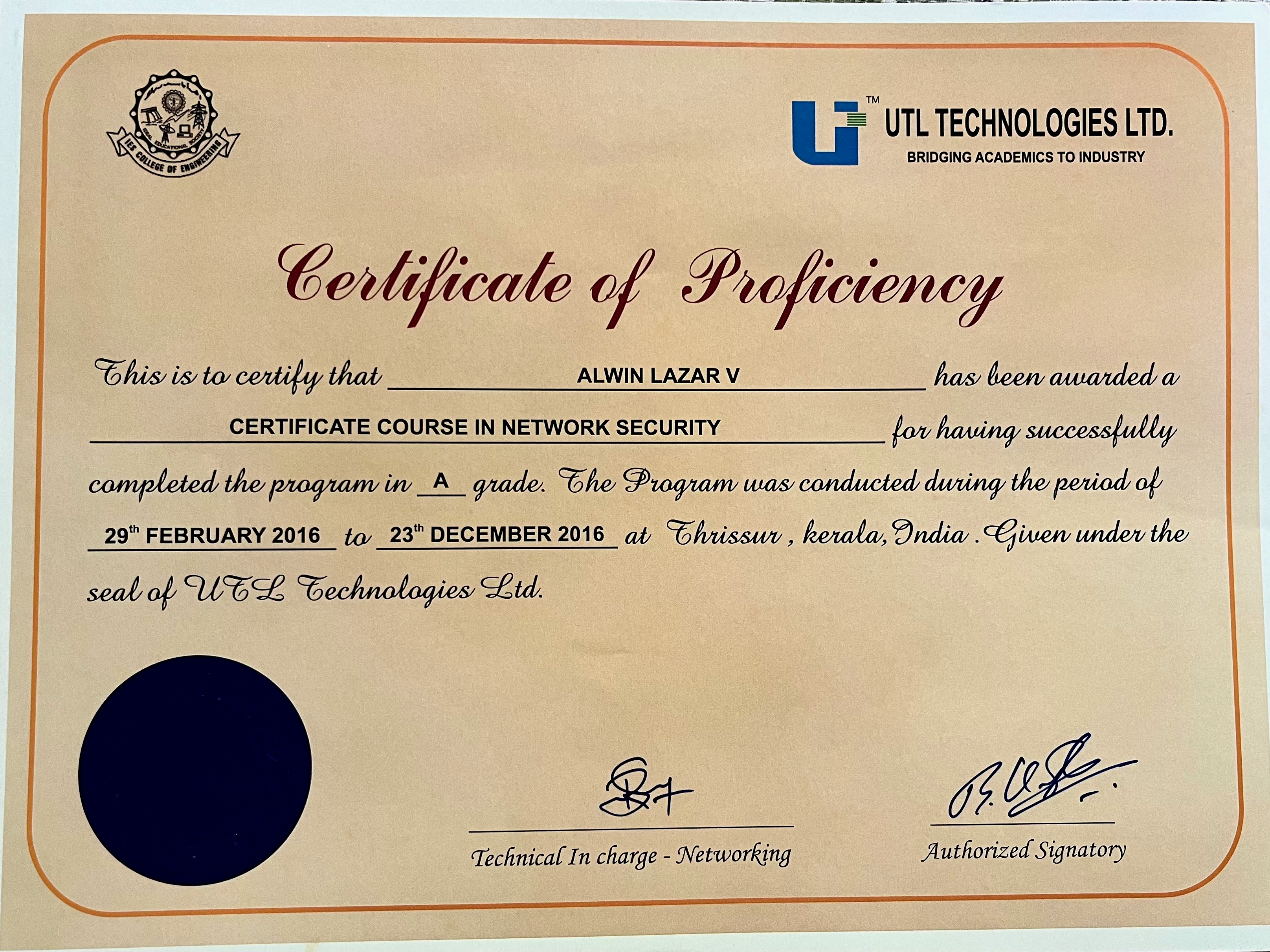 Network Security Certificate